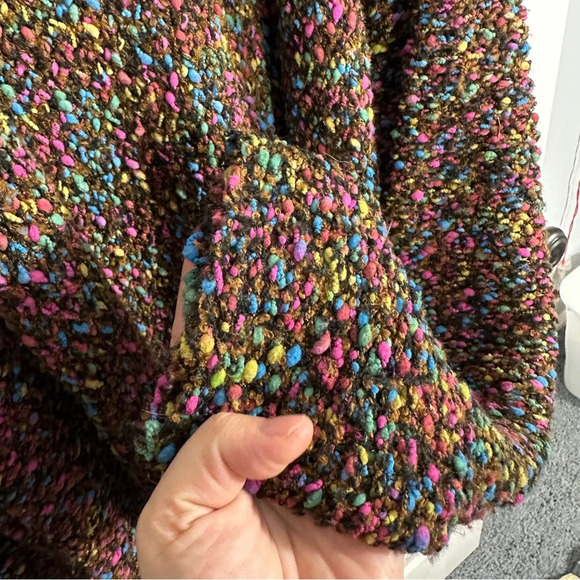 Coldwater Creek loose weave confetti sweater, button front, multicolor. Large. - Picture 6 of 9